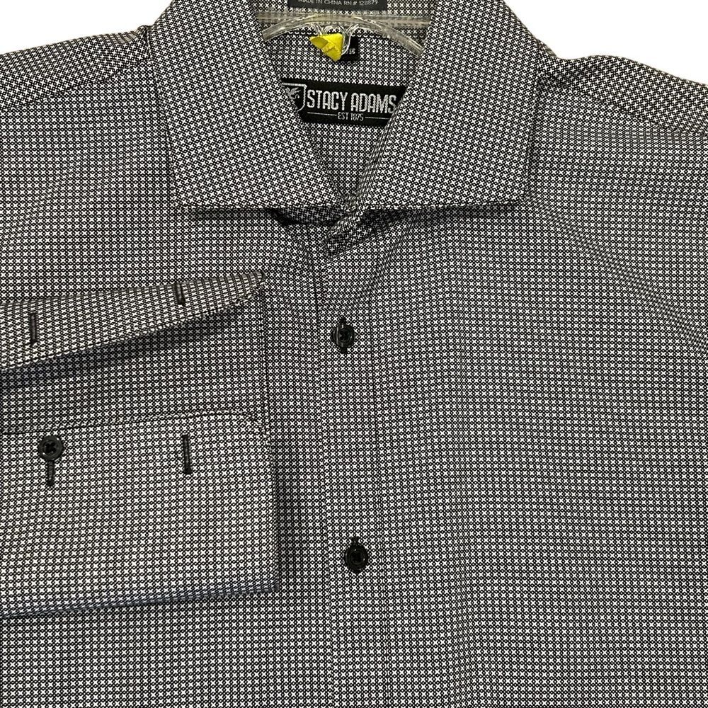 Stacy Adams Black White Check Long Sleeve Shirt 17 34/35